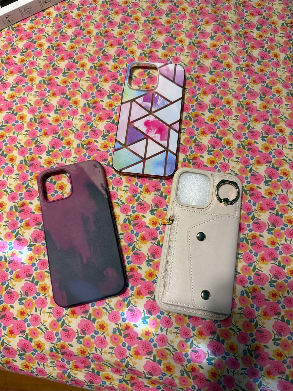Pink Marble & Geometric iPhone Case Bundle - Pink, Purple, Cream